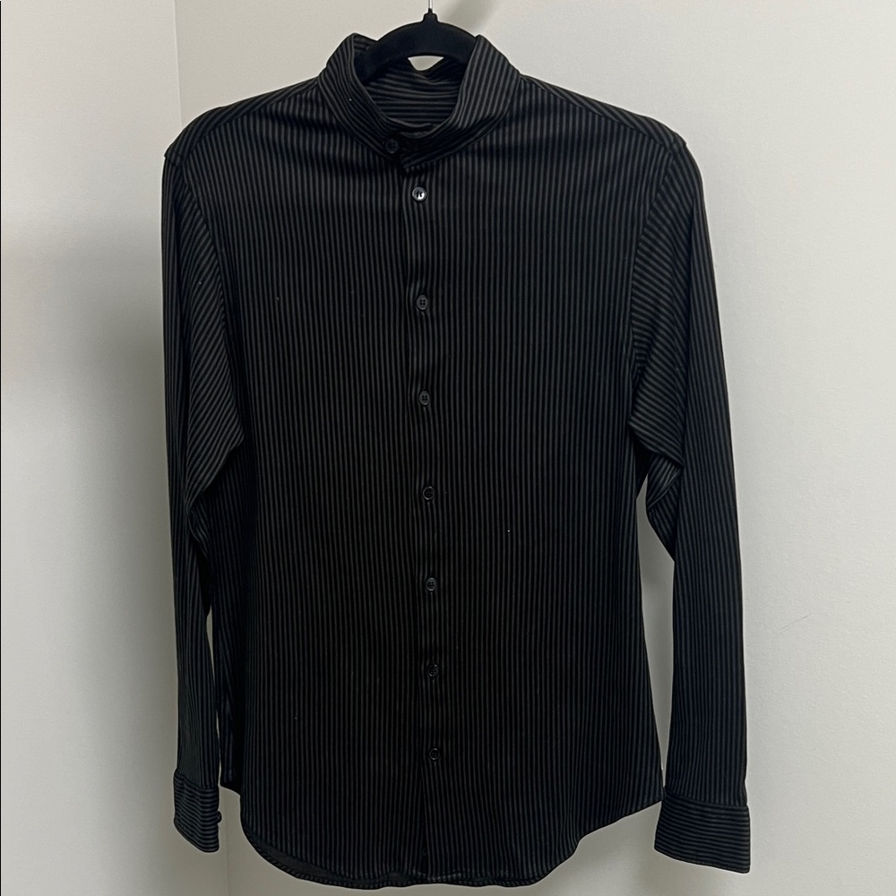 Armani Collezioni Black Pinstripe Button Down Shirt